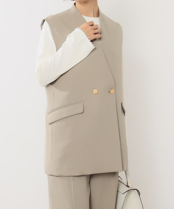 AONO SHIKAMAさんの「BEAMS WOMEN｜ノーカラー ダブルブレスト ジレ＊」を使ったコーディネート