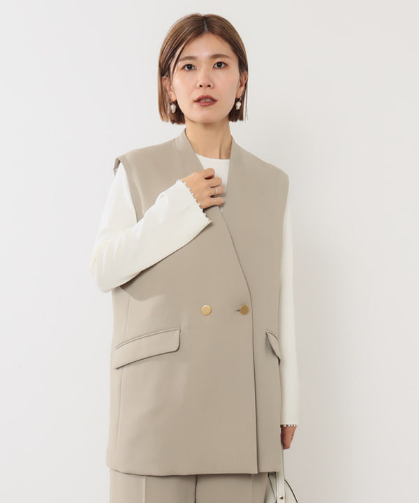 AONO SHIKAMAさんの「BEAMS WOMEN｜ノーカラー ダブルブレスト ジレ＊」を使ったコーディネート