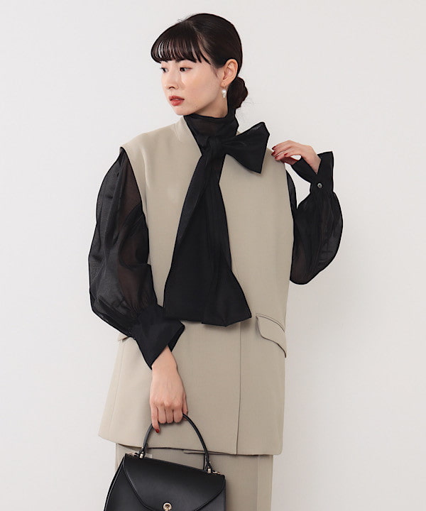 shibataさんの「BEAMS WOMEN｜オーガンジー リボンブラウス」を使ったコーディネート