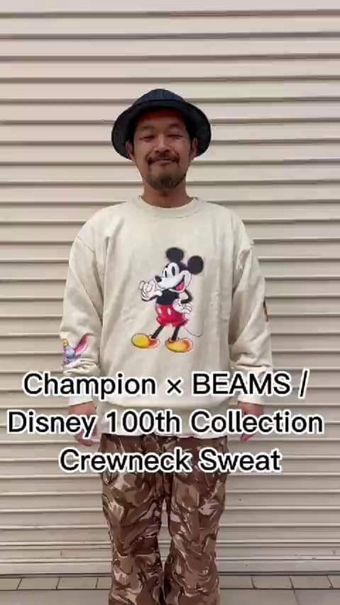 新作限定品Champion / BEAMS : Disney 100th リンガーTシャツ トップス
